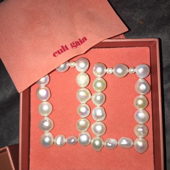 cult gaia Jewelry - Cult Gaia authentic pearl rectangle earrings